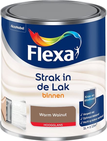 Flexa - Strak In De Lak Binnenlak Hoogglans - Warm Walnut - Mengverf - 1 L