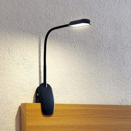 PRIOS - Klemlamp- met dimmer - 1licht - ABS, polycarbonaat - H: 51 cm - zwart - Inclusief lichtbron