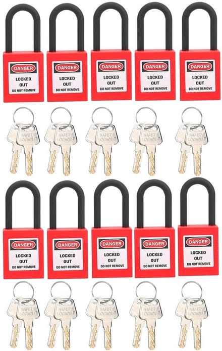 Allecto - 10 Sets Hangsloten - Industrieel - Stofdicht - Rood