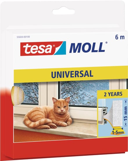 tesa UNIVERSAL 55604-00100-00 Afdichtingstape tesamoll Wit (l x b) 6 m x 15 mm 1 stuk(s)