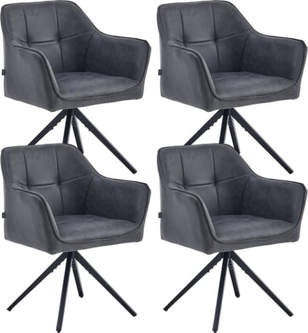 Colenis® - Pearl Eetkamerstoel - Set Van 4 - Antraciet - Microfiber Stof - Microvezel - Industrieel