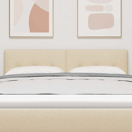 vidaXL - Hoogte - verstelbaar - hoofdbord - met - hoofdeinde - Crème - 144 - cm - Stof