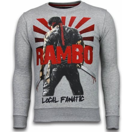 Rambo - Rhinestone Sweater - Licht Grijs
