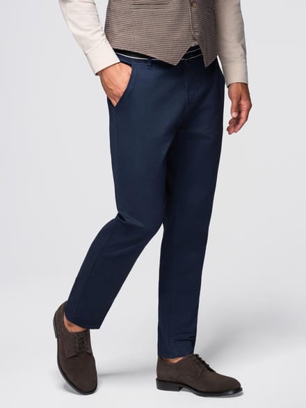 OMBRE Broek - Slim Fit - Katoen - Knopen Marine M