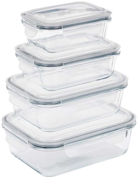 Vilde - Glazen Voedselcontainers - 4 Stuks - Met Deksel en Afdichting