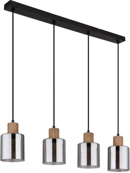 Globo - hanglamp - ALEIDIS - zwart - glas - grote eettafellamp - E27 - 15768-4