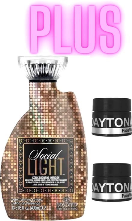 Devoted Creations Social Light 400 ml PLUS Daytona Face Wax met anti-aging effect - 2x 15 ml