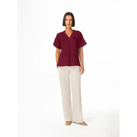 V-hals blouse voor dames Haris Cotton Essentials Front Pleat