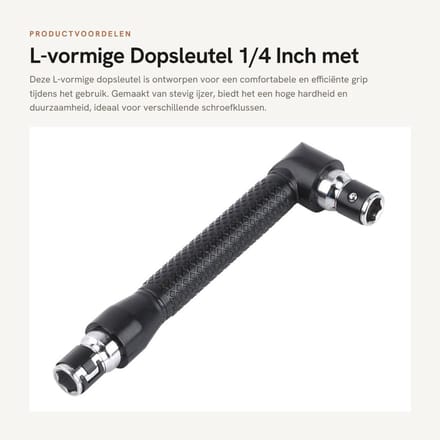 Dailygoods- Dopsleutel L-vormig - 1/4 Inch - Schroevendraaierbit - Robuust - Duurzaam - Comfortabele handgreep - Schroevendraaier
