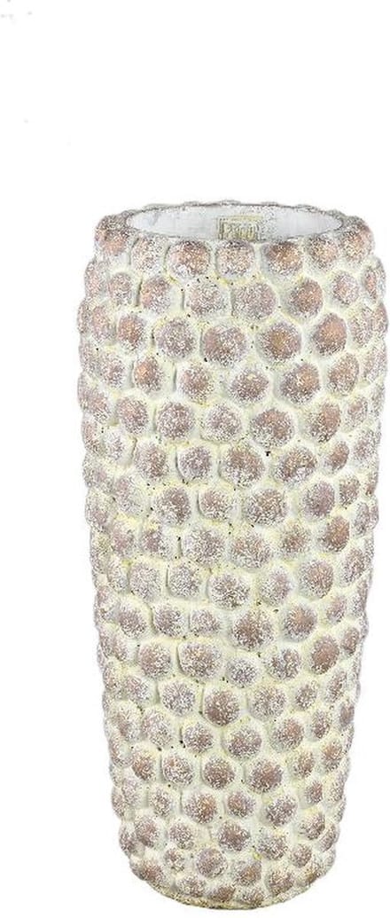 PTMD Bloempot Ruis - 22x22x50 cm - Cement - Creme