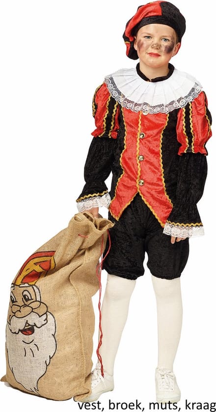 Piet Kostuum Rood/Zwart mt 128