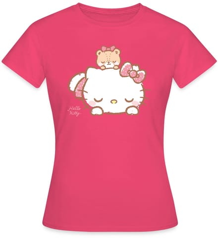 Hello Kitty Met Teddy Op Haar Rug T-Shirt Dames