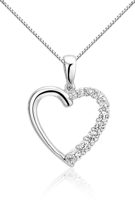 Montebello Ketting Rafflesia - 925 Zilver Gerhod. - Hart - 18x25mm - 45cm