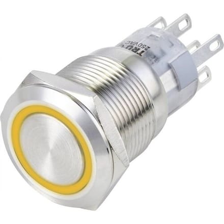 TRU COMPONENTS TC-13471352 Vandalismebestendige drukschakelaar 250 V/AC 3 A 2x aan/(aan) Moment Oranje IP65 1 stuk(s)