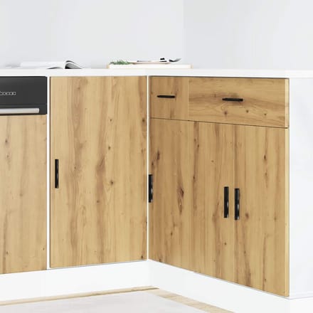 vidaXL - Onderkast - Lyon - bewerkt - hout - artisanaal - eikenkleur