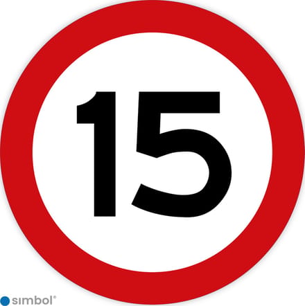 Simbol - Stickers 15 km - Maximaal 15 km/u - Duurzame Kwaliteit - Formaat ø 10 cm.