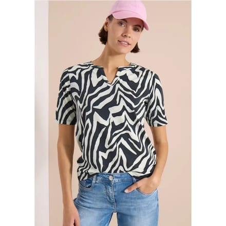 Shirt met gespleten hals met print