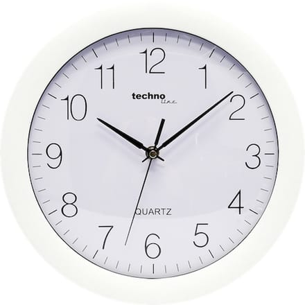 Technoline WT 7000 WHITE - Wandklok - Analoog - Rond - Kunststof Raam - Kwarts - Cijfers - Wit