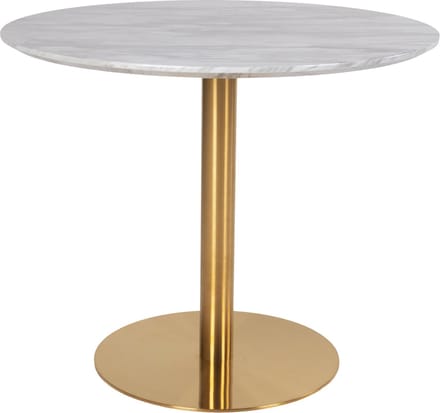 Bojan eetkamertafel Ø90 cm marmer look, messing look poten.