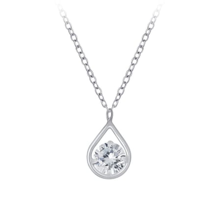 Joy|S - Zilveren ketting met druppel hanger - zirkonia