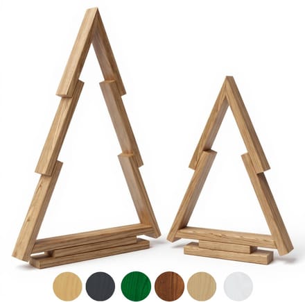 be4nature Houten Kerstboom Set 2 stuks (38 & 55 cm) - Beige, Moderne Kerstdecoratie
