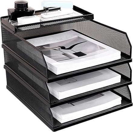 Bureau Organizer - Papierlade Systeem - Kantoor Opslag - Stapelbaar Ontwerp - 3 Lagen - Metaal