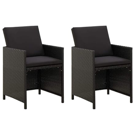 vidaXL - Tuinstoelen - 2 - st - met - kussens - poly - rattan - zwart