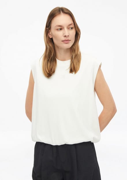 Mou shirt zonder mouwen in interlock jersey met logo en elastische zoom dames s.Oliver