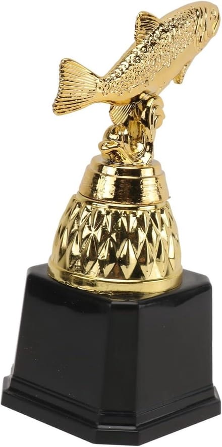 Vis Trofee - Prijs Beker - Wedstrijd Prijzen - Vissen Design - 16x11cm - Goud