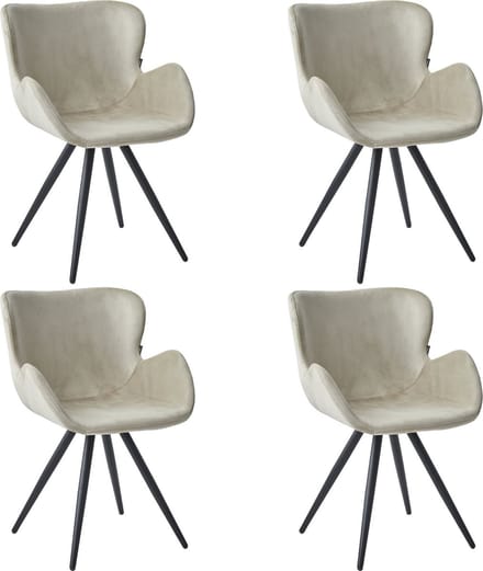 Colenis® - Anabella Eetkamerstoel - Set Van 4 - Beige - Velvet - Industrieel - Met armleuning