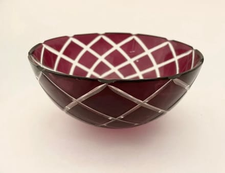 J-Line kommetje ruitmotief bordeaux 15x18x8cm