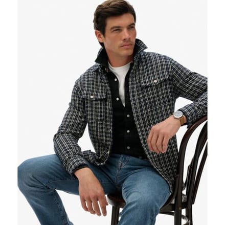 Superdry The Merchant Store - Getextureerd Werkoverhemd Dark Blue Grootte: Xxl