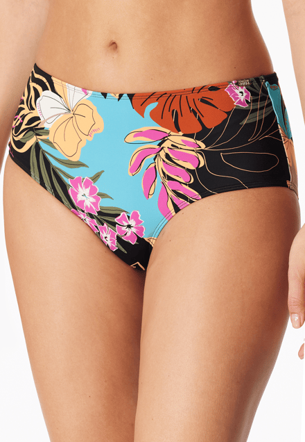 Bikinibroekje met bloemenmotief, multicolor - aquablauw 46
