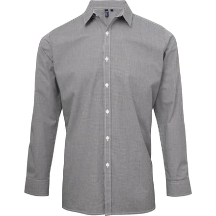 Premier Herenmicrocheck shirt met lange mouwen (Zwart/Wit)