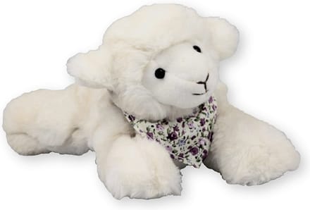 Inware pluche lammetje/schaap knuffeldier - wit - liggend - 22 cm - Dieren knuffels - schapen