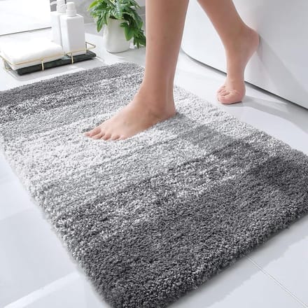 BOTC Badmat - Antislip - 80x50cm - Absorberende Badmat - Douchemat - Toiletmat - Grijs/Wit
