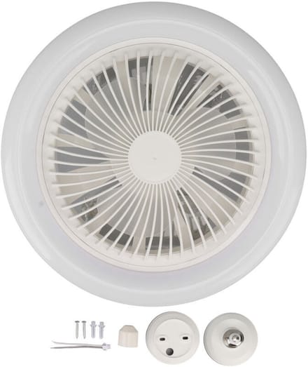 fan-30W plafondventilator met geïntegreerde verlichting, stille plafondventilator, dimbare E27 LED-plafondlamp, 3 windsnelheden, timer (wit)