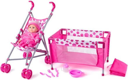 Poppenbed, buggy, pop met acc. 91857.