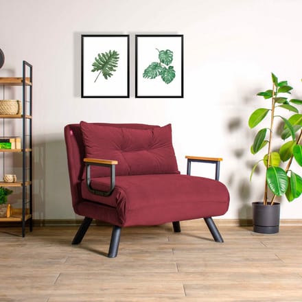 Skye Decor, 1-zits slaapbank, Sando Single - Maroon, Polyester, Kastanjebruin