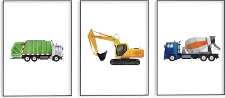 No Filter Kinderkamer poster set - 3 stuks - Voertuigen posters - 21x30 cm (A4) - Auto posters - Jongenskamer posters