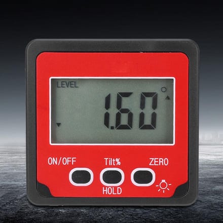Rapporteur d'Angle Numérique Inclinomètre à 3 Boutons avec Base Magnétique Outil de Mesure red