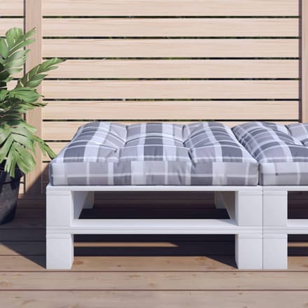 vidaXL - Palletkussen - 70x70x12 - cm - stof - ruitpatroon - grijs