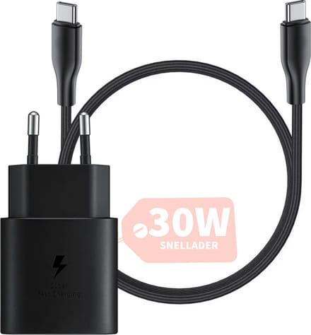 Oplader Set - Snellader Geschikt voor Samsung - 2 Meter - Met USB C Kabel - USB C Adapter - 30W Vermogen - - Adaptive Fast Charger - Stekkerblok
