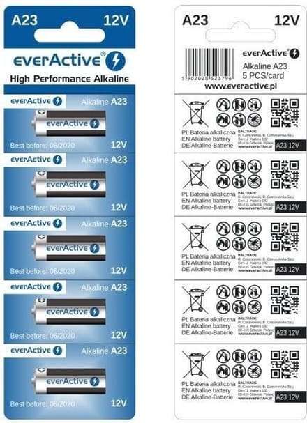 Everactive Batterijen 23A 12V Voor Afstandsbediening En Alarmcontroller (5 Stuks)