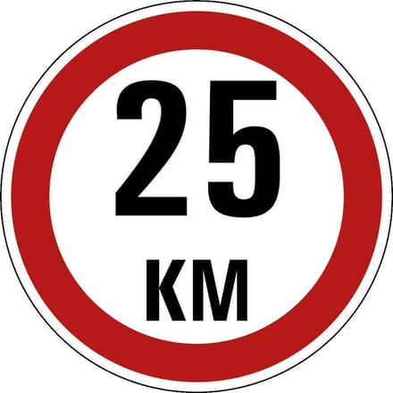 Maximaal 25 km sticker, A1 100 mm