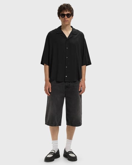 SHORT SLEEVE BOXY SHIRT WITH CAMP COLLAR AND EMBROIDERED Ami Paris