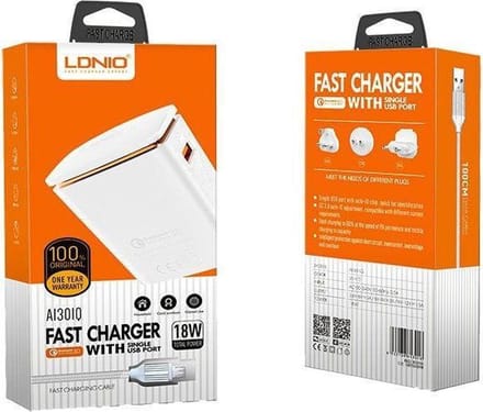LDNIO A1301Q Snellader/ oplader met OplaadKabel met 1 Meter Micro USB Kabel geschikt voor o.a Samsung Galaxy S2 S3 S4 S5 S6 S7 Mini Edge