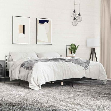 vidaXL - Bedframe - bewerkt - hout - metaal - zwart - 200x200 - cm
