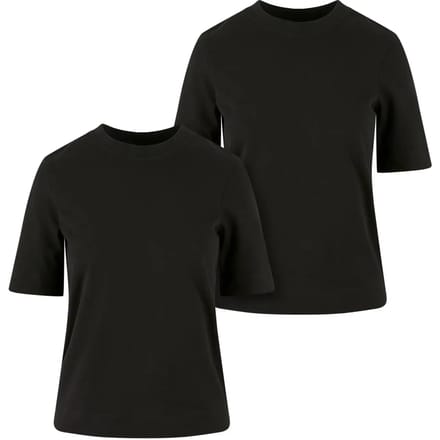 Urban Classics - Classy 2-Pack Dames T-shirt - XS - Zwart/Zwart