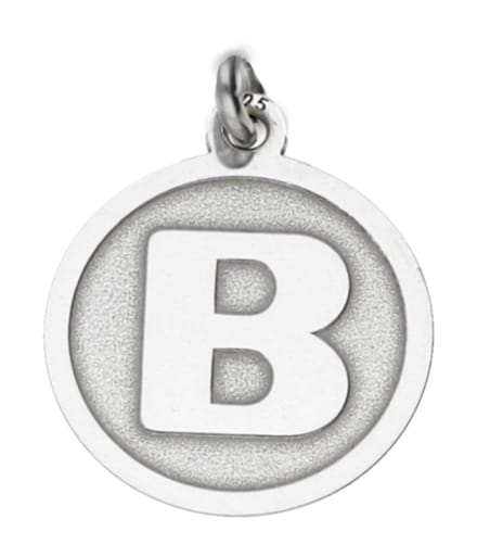 Zilveren Letter B rond mat en glans kettinghanger